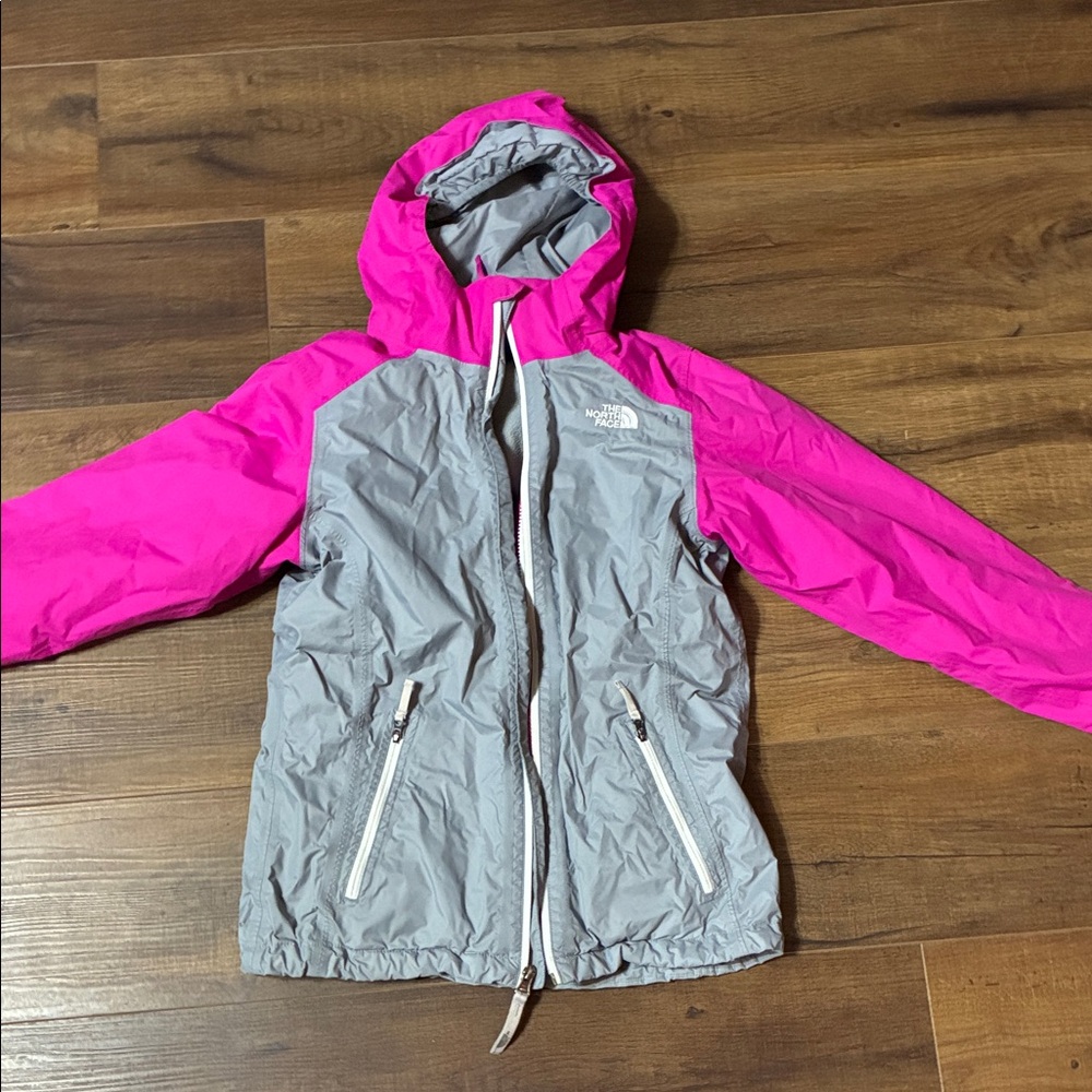 The North Face Kids Fuchsia and Gray Raincoat